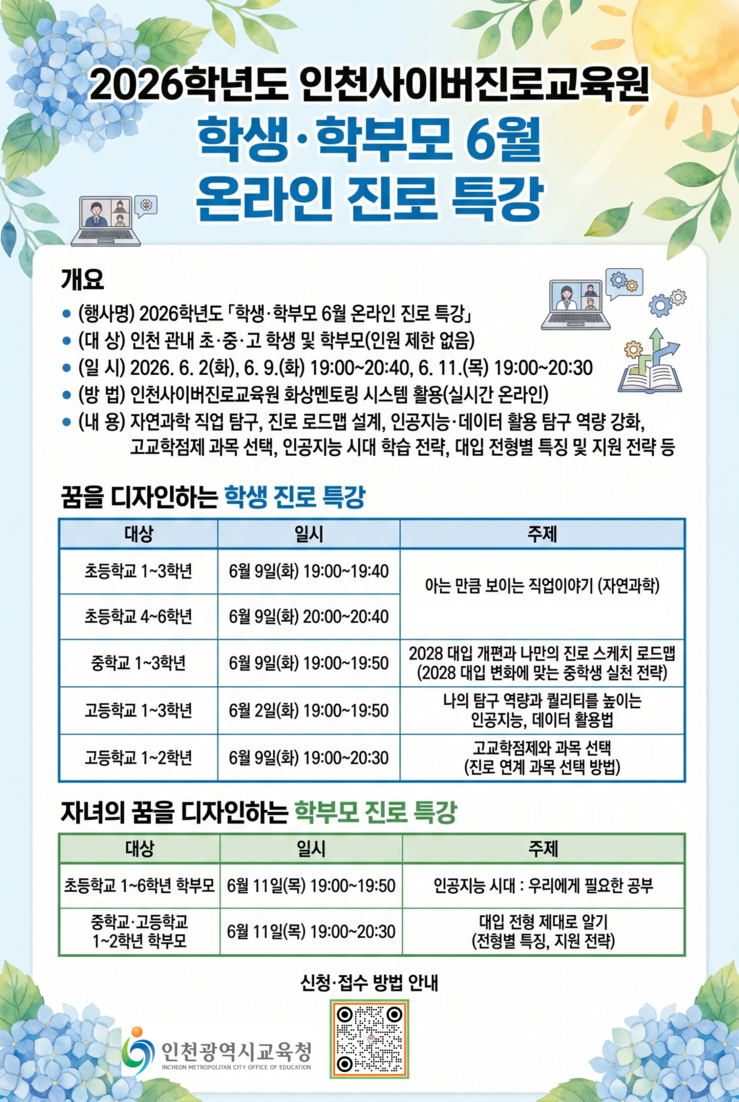 인천시교육청, 학생·학부모 대상 6월...